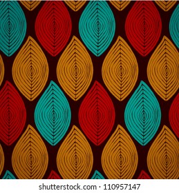 Decorative bright ethnic seamless pattern. Seamless leaves texture