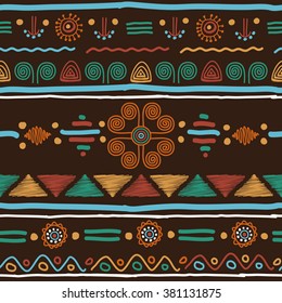 Decorative bright ethnic seamless pattern. Vector illustration.