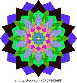 Decorative bright mandala artwork featuring colorful geometric floral artistic style