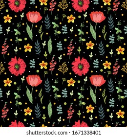 Decoración alegre de verano con flores. Motivos folclóricos, estilización del bordado. Ilustración vectorial. Gráficos manuales. Adecuado para decorar varias superficies.