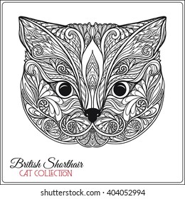 Decorative British Shorthair Cat Vector Illustration Stock Vector ...