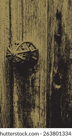 Decorative bronze door knob on old door