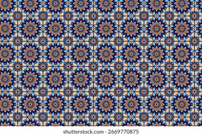 Decorative brown and blue seamless pattern, Seamless Pattern, Blackground Pattern.