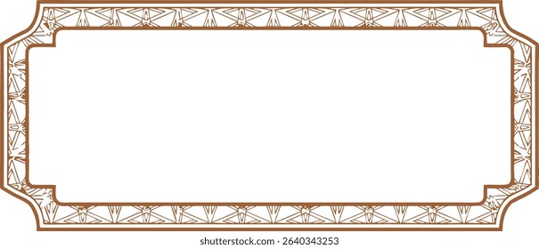 Decorative brown rectangular frame with geometric pattern design for elegant invitation or template use