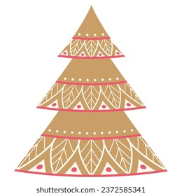 Decorative brown winter tree in Scandinavian style. Flat style. Vector illustration.