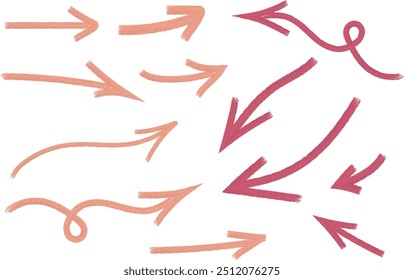 decorative brush stroke pink beige colorful arrows