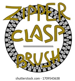 decorative brush zipper fastener. Vector design element