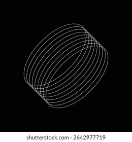 Decorative brutalist forms on black background
