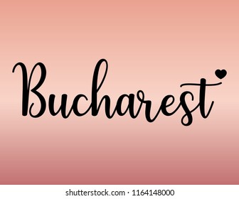Decorative Bucharest Text, Black and Pink Design 