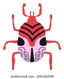 Decorative bug. Patterned trendy insect in hand drawn style