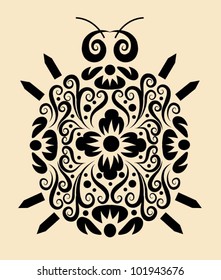 Decorative bug series #2. animal, flower, leaf, ornament decoration