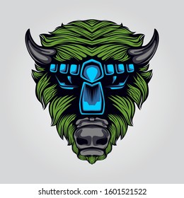 decorative bull head artwork illustration 