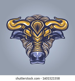 decorative bull head artwork illustration 