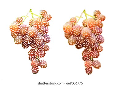 Decorative bunch of grapes pink dots mosaic and circles
