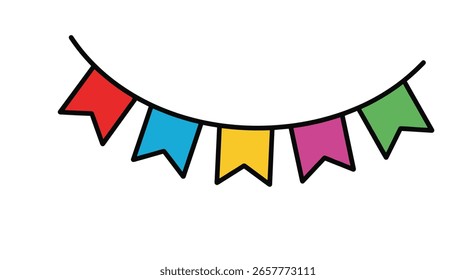 Decorative bunting flags creating a festive atmosphere for celebrations and events