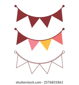 decorative bunting flags in warm colors for party celebrations and events