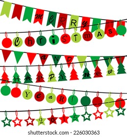 Decorative bunting with Merry Christmas and Happy New Year 2015