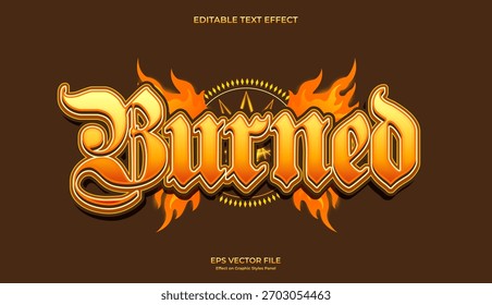 decorative burned fire editable text effect design