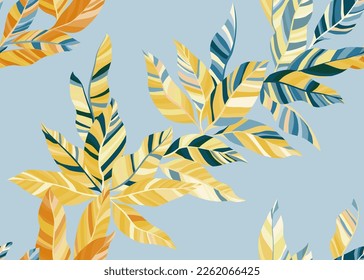 Decorative bush foliage seamless pattern vector. Artistic organic spring fashion cloth print. Paradise tree branch leafage endless pattern. Exotic flora elements.