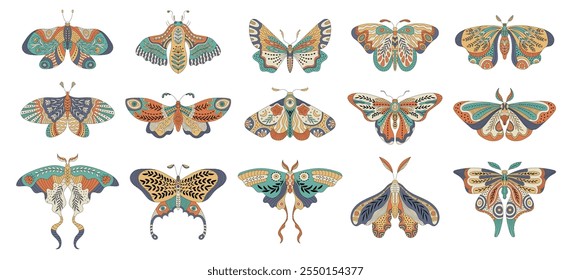 Decorative butterfly. Authentic boho design for butterfly wings recent vector fairytale collection