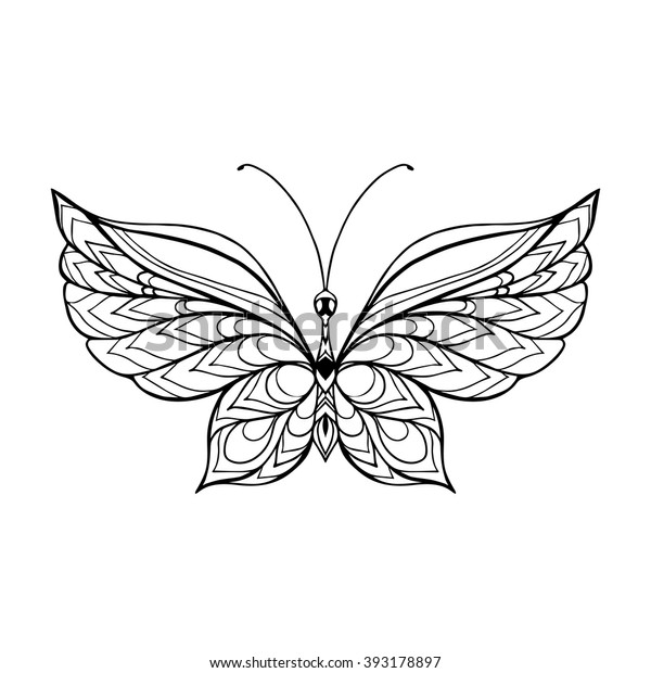 Download Decorative Butterfly Coloring Book Adult Older Stock Vector Royalty Free 393178897