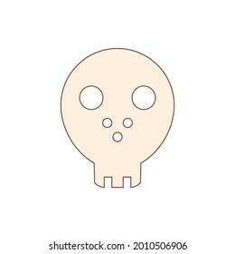 Decorative button design with skull for clothing. Vector template for making sewing hole buttons of metal, plastic and wood.