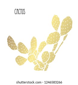 Decorative cactus plant, design element. Can be used for cards, invitations, banners, posters, print design. Golden succulents