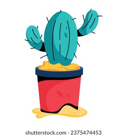 Decorative cactus pot flat icon 