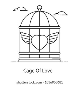 Decorative cage of love, editable line vector 