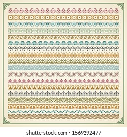 Decorative calligraphic colorful borders in vintage style - vector set
