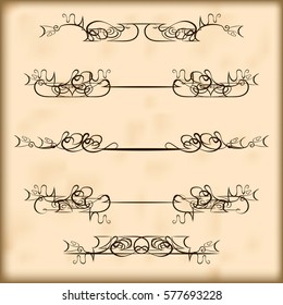 Decorative calligraphic elements and headers set. For retro design and embellishments