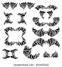 Decorative calligraphic elements in vignette and flourish style. Ornate abstract texture with flourish motifs. Vector Illustration