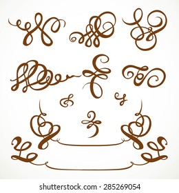 Decorative calligraphic flourishes on a white background