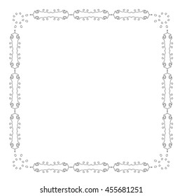 Decorative calligraphic  frame. Square pattern design with curves and swirls, abstract background
