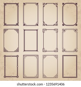 Decorative calligraphic frames in retro style