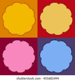 Decorative calligraphic  frames set. Collection of round pattern designs with curves and swirls, abstract background