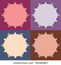 Decorative calligraphic  frames set. Collection of round pattern designs with curves and swirls, abstract background