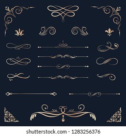 Conjunto vectorial de adornos caligráficos decorativos