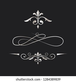 Juego de vectores de ornamentos caligráficos decorativos