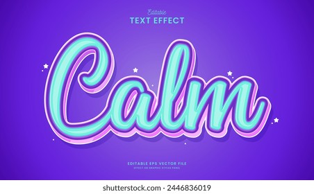 diseño de Vector de efecto de texto editable azul calmado decorativo