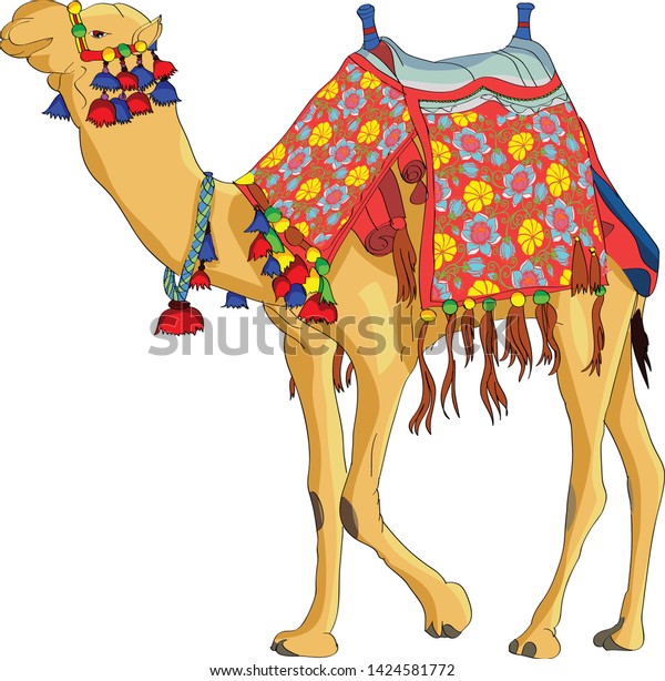 Decorative Camel Drawing Illustration Vector Art Stock Vector (Royalty ...