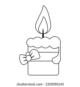 Decorative candle with bow in black and white