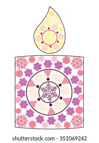 Decorative candle collected from abstract ornamental snowflakes.