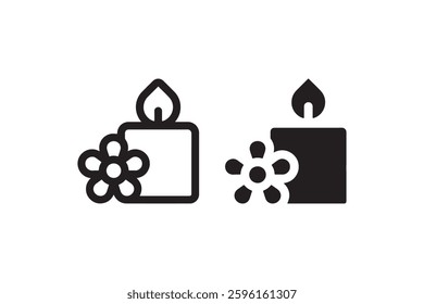 Decorative candle with flower icon Vector
