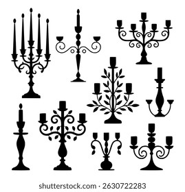 Decorative candle holders black silhouettes collection