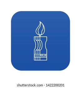 Decorative candle icon blue vector isolated on white background