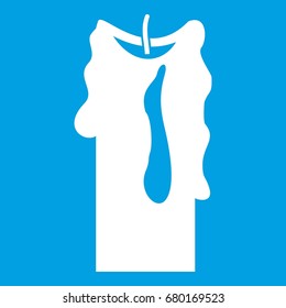 Decorative candle icon white isolated on blue background vector illustration