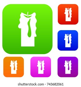 Decorative candle set icon color in flat style isolated on white. Collection sings vector illustration