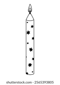 Decorative candle with star patterns at a festive celebration