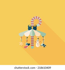 Decorative candy cane flat icon with long shadow eps10